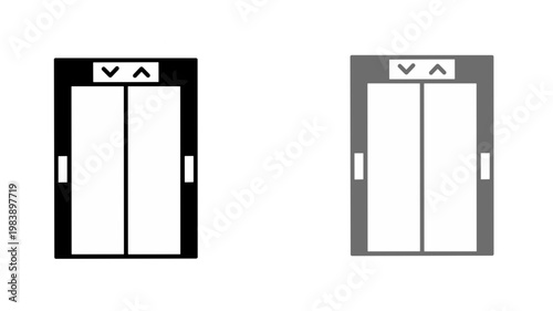 Vector illustration of elevator door icon set
