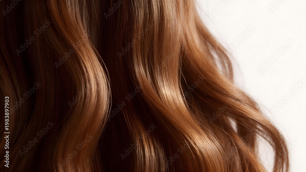 Fototapeta premium Closeup of shiny wavy brown hair