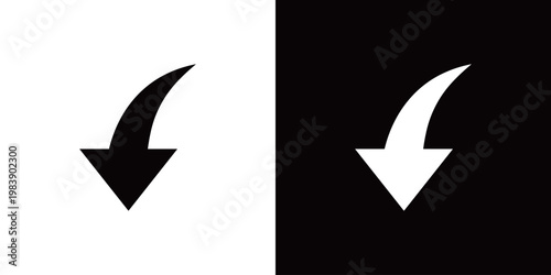 ダウン・左下のモノクロ矢印アイコン