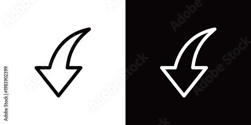 左下・下がる矢印アイコン（線）