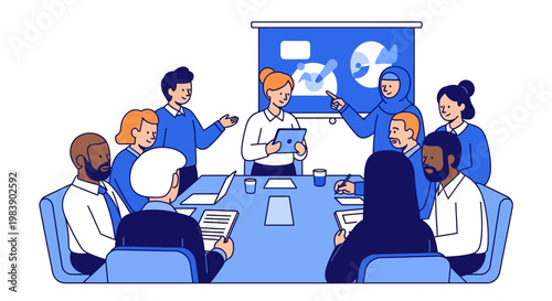 Business people in meeting room.