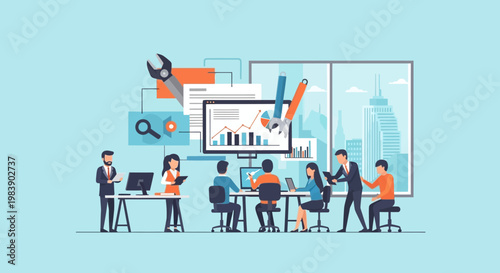 Business people in meeting room.