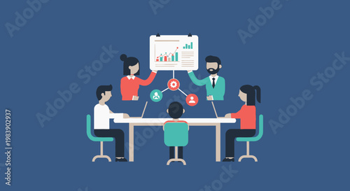 Business people in meeting discussion.