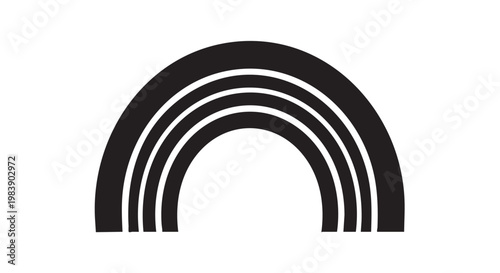 Black rainbow symbol in minimalist style with bold lines on white background for LGBTQ pride and diversity