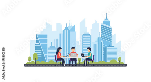 People sitting in city park.