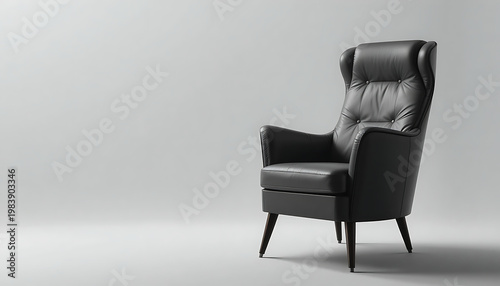 black leather armchair white background 