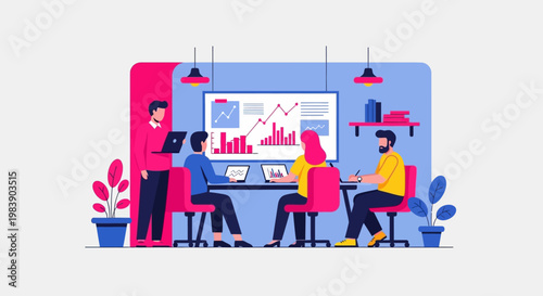 People working in office space.