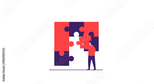 Man placing puzzle piece.