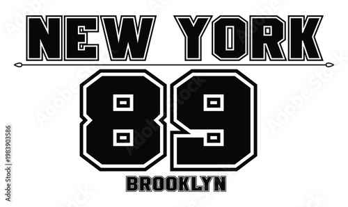 New York 89 Varsity Sports Vector Graphic for T-shirt Design and Athletic Streetwear Print
