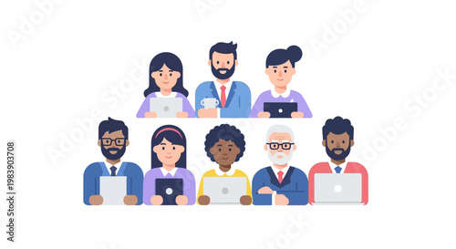 Diverse group of people working.