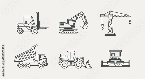 Heavy machinery industrial construction vehicles.