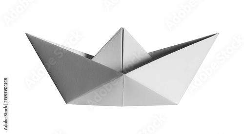Free Download Minimalist white origami paper boat on white background - GFXLoad