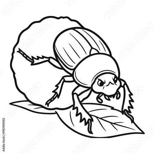 Detailed beetle on leaf illustration for nature designs
