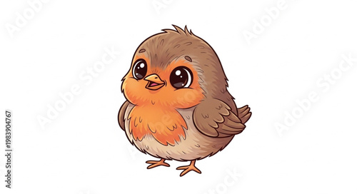 Bild auf Leinwand Cute cartoon robin bird illustration.
