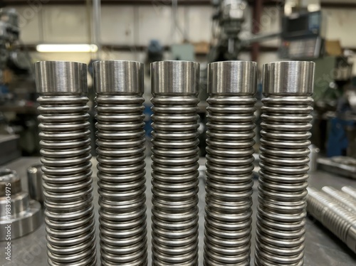 Stacked metal coil springs in an industrial manufacturing environment