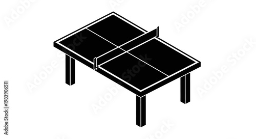 Black table tennis setup in a minimalistic graphic silhouette