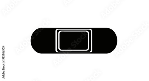 Simple black adhesive bandage with a central window a dark silhouette