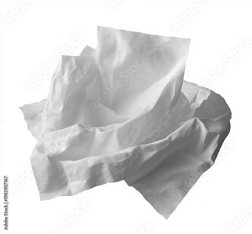crumpled white tissue paper with soft folds and gentle shadows conveying quiet simplicity