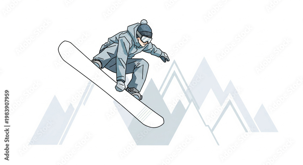 Fototapeta premium Winter Sports Thrill Snowboarder Mid-Air Jump