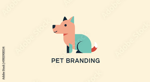 A cute dog represents pet branding with a modern flat vector logo design
