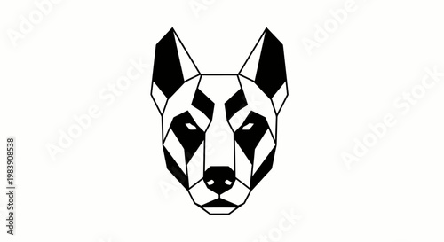 A flat vector illustration of a canine head logo badge featuring a dog's face.