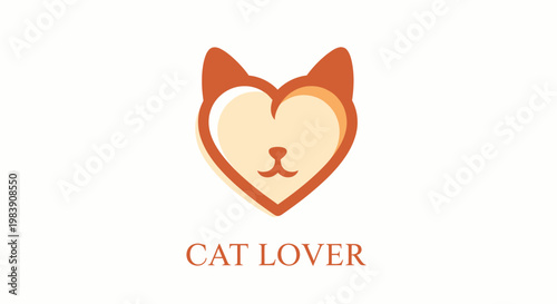 A heart-shaped cat face with ears and text reading Cat Lover