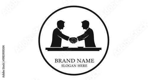 Businessmen Shaking Hands Corporate Partnership Logo.