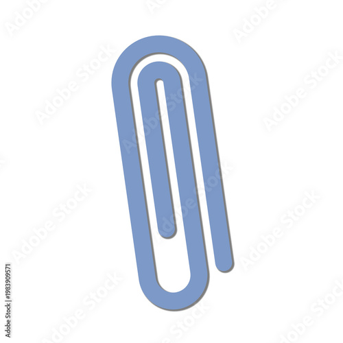 Blue paperclip on transparent background for office supply designs
