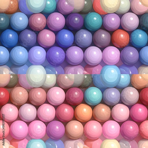 A colorful array of uniform spheres in rows