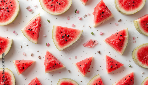 watermelon slices background white 