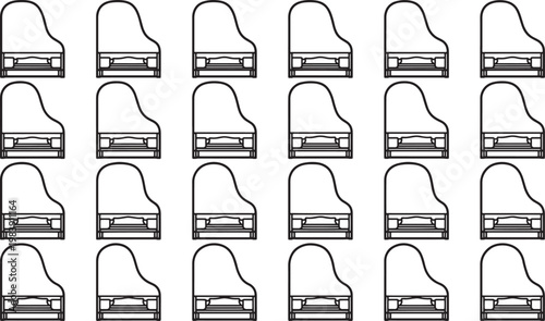 An artistic and clean pattern showcasing a multitude of meticulously crafted grand pianos, offering a visually captivating design element.
