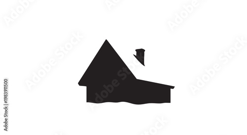 Simple black house silhouette in minimalist style with dark color and flat texture for architectural design