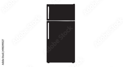 Black refrigerator in simple minimalistic style with neutral lighting for kitchen appliance advertisement