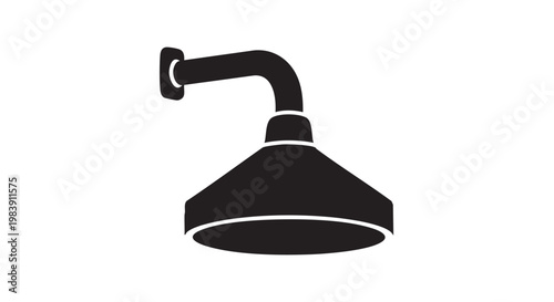 Black shower head in minimalist style with soft lighting for bathroom decor