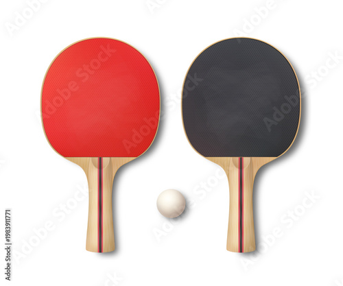 Set of table tennis rackets and a ball. Table tennis equipment. Isolated PNG.