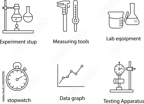Laboratory equipment icons a scientific toolkit for measurement and analysis