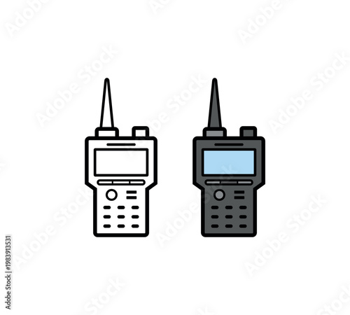 Walkie Talkie Radio Communication Icon in Outline and Filled Style