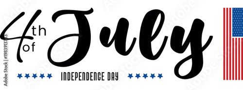 Festive 4th of july calligraphy with american flag elements
