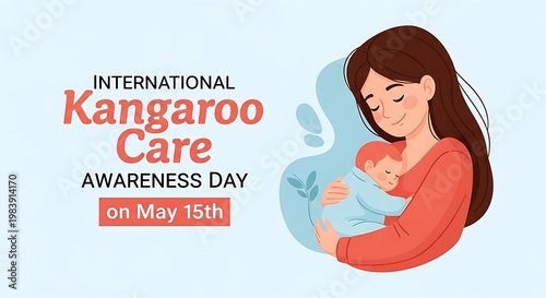 International kangaroo care awareness day graphic with mother and newborn baby