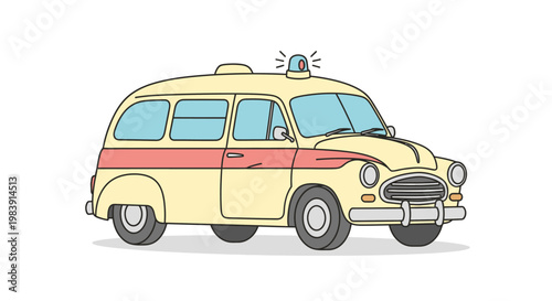 Vintage Yellow Taxi Car Side View.