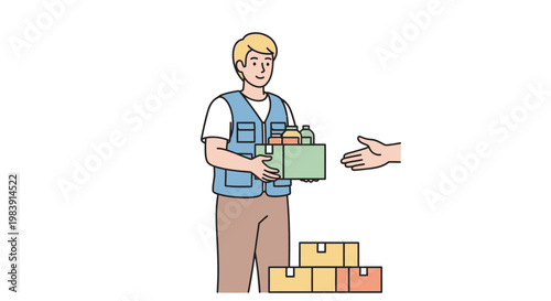 Man holding boxes for delivery service.