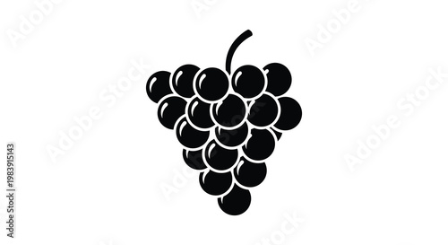 A simple black silhouette of a bunch of grapes displayed elegantly