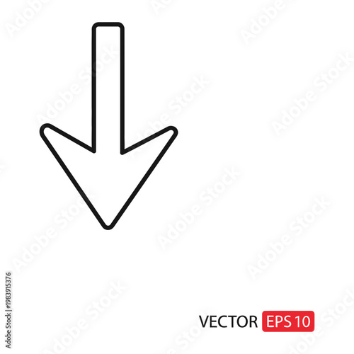 Simple down arrow icon with direction movement navigate information progress