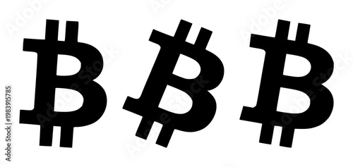 Bitcoin currency symbol set with solid black icon design featuring cryptocurrency, digital, finance with blockchain and internet money