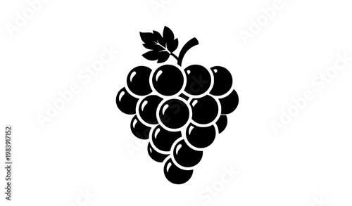 Grapes bunch silhouette fruit icon flat vector illustration
