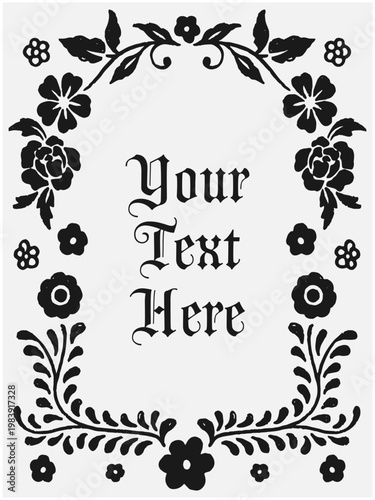 folk illustration ornate artwork insect flower leaves leaf border poster prints