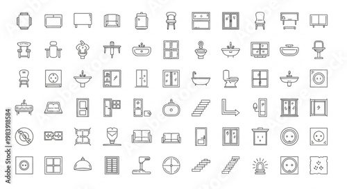 Collection of Architectural Door and Window Icons.