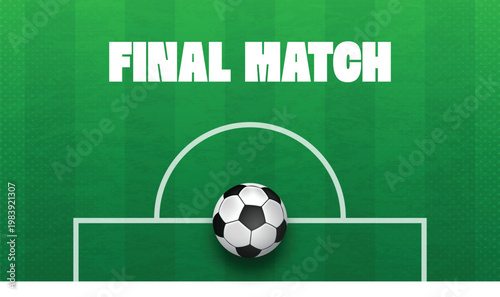 Soccer Field with Ball Green Stadium Background Design