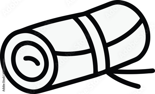 hay bale rectangular or round bale with twine wrap line art vector illustration on transparent background