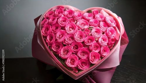 Heart-Shaped Box of Pink Roses - A Romantic Floral Gift.